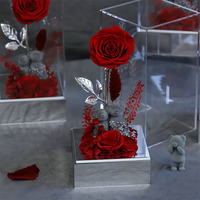 Tc Fluwelen Roos Teddybeer Ornament Voor Beste Huisdecoratie Geconserveerde Rozen Acryl Box Valentines Dag Cadeau