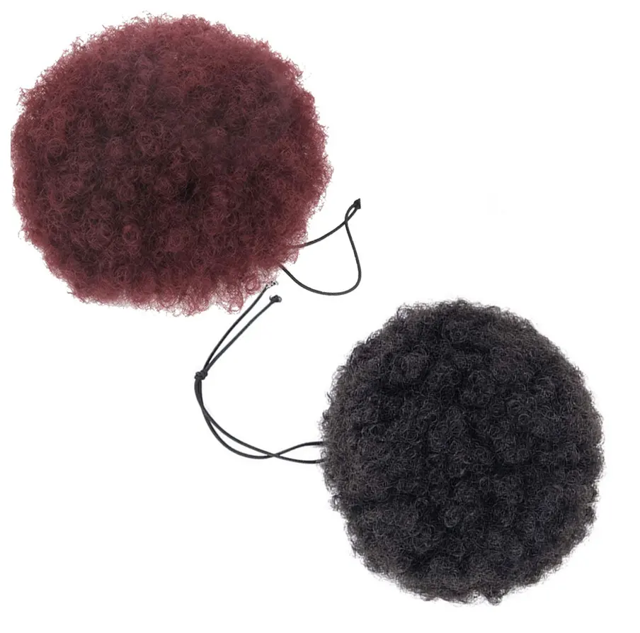 Houyan — Extensions capillaires synthétiques en forme de chenille, Chignon crépus et bouclés, chevelure Afro