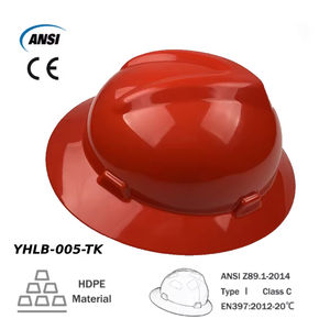 خوذة سلامة للبناء من البولي إيثيلين عالي الكثافة معتمدة وفقًا لمعيار ANSI Z89.1-2014، خوذة صلبة بحافة كاملة بـ 6 نقاط، متوفرة باللون الأحمر والأبيض والأصفر والأزرق - Product Image 5