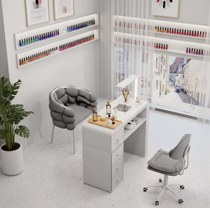 New Style Modern Beauty Wholesale Nail Salon Furniture Sets Salon <b>Manicure</b> Desk Nail <b>Table</b> and Chair - Product Image 1