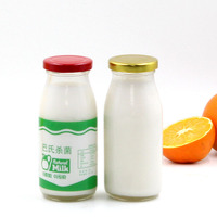 Bouteilles de boisson en verre de 200ml, 250ml, 500ml, 1 litre, bouteilles de jus de lait vides avec couvercles en plastique, vente en gros