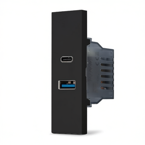 Dual <b>Usb</b> A And <b>Usb</b> C Charger <b>Socket</b> 5V 2.4A Black Zen Line - Product Image 2