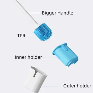 Настенный очиститель для унитаза, для ванной комнаты, пластиковая двухсекция, мягкая щетка для чистки, силиконовая щетка для унитаза
