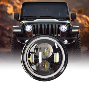 Faro LED de <span class=keywords><strong>7</strong></span> Pulgadas con Carcasa Negra y Haz de Luz Alta/Baja, Lámpara LED Automotriz de 50W para Motocicleta y Tractor, Accesorios de Iluminación para Coche - Product Image 2