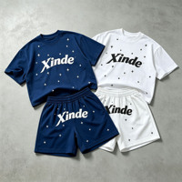 Ensembles de shorts 2 pièces et ensembles de t-shirts pour hommes, personnalisés OEM&ODM, avec impression en relief, délavé à l'acide vintage, streetwear, impression sérigraphique et strass