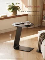 Table d'appoint moderne Simple Rock Board Light Luxury C-Shaped Coffee Table pour salon Sofa Balcon Console Tables