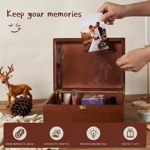 Boîte à bijoux moderne en bois de grande taille, personnalisable OEM/ODM avec logo, cadre photo à couvercle verrouillable, diviseurs ajustables, pour rangement de mariage - Vente en gros - Product Image 2