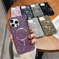 Coque Magnétique Scintillante à Paillettes Bling pour iPhone 17 Air 16 15 14 13 12 11 Pro Max Plus 17 Pro – Housse de Protection Plaquée