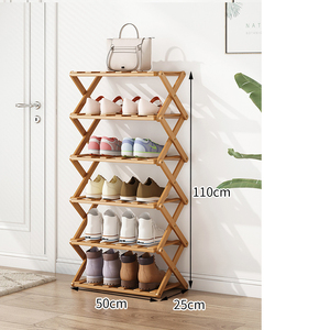 Étagère à chaussures pliable sans assemblage, organisateur de chaussures en bois à plusieurs niveaux, support de rangement à chaussures portable et pliable - Product Image 4