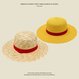 Chapeau de paille et casquette de cosplay One Piece Anime en gros pour jeune femme, style canotier plat en papier Luffy, protection solaire pour le voyage - Product Image 6