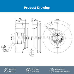 For R2E250-AS47-09 250mm 230V AC 155W 0.70A 2600RPM Ball Bearing Condensers Evaporator Centrifugal Cooling <b>Fan</b> OEM ODM - Product Image 4