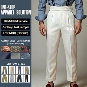 Pantalones <span class=keywords><strong>de</strong></span> Lana Rectos <span class=keywords><strong>de</strong></span> Cintura Alta con Botones y Estilo Nápoles para <span class=keywords><strong>Hombre</strong></span>, Pantalones Casuales Personalizados con <span class=keywords><strong>Tirantes</strong></span> - Product Image 1