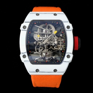 High-end white ceramic tonneau-shaped <b>automatic</b> mechanical men's <b>watch</b>, <b>skeletonized</b> movement, shock-resistant racing-style wate - Product Image 1