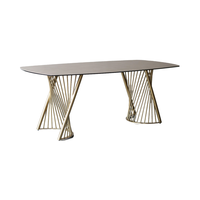 Usine chinoise vend personnalisé moderne léger luxe pieds en métal céramique table de table en verre trempé meubles de salle à manger 6 places