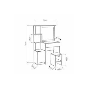 Tocador Novella de Madera Blanca con Espejo Iluminado, Puf Acolchado, Cajón y Estante de Almacenamiento para Uso en Hoteles y Maquillaje - Product Image 3