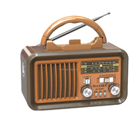 Radio rétro portable XB-898BT avec horloge à quartz, haut-parleur Bluetooth, radio AM/FM/SW, lampe torche, USB/carte TF, MP3 - Prix usine