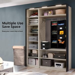 Hanging Closet Organizer 6 Shelves With Drawers And Pockets For Clothes <b>Shoes</b> Bedroom <b>Storage</b> Fabric Non Woven Material - Product Image 6