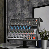 Console de mixage audio professionnelle GMK A16 à 16 canaux, en métal et en plastique, alimentée, pour les spectacles sur scène et les DJ