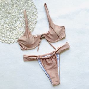 ชุดบิกินี่วันพีซทรงวีสตริงเอวต่ำแบบสามเหลี่ยมผ้ามันวาวสำหรับผู้หญิง ไซส์พลัส บราไมโคร ผ้าสั่งทำพิเศษ ลายจุด/สีพื้น/ลายพิมพ์ด้านหน้า - Product Image 2