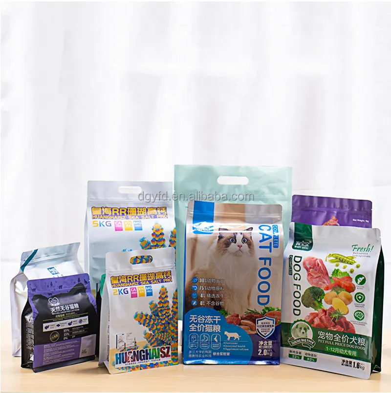 カスタム耐久性ホイル平底ジップロックバッグ犬用おやつバッグ猫用食品包装袋ペットフード用プラスチック包装ポーチ
