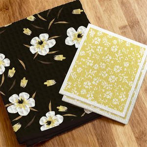 Ensemble de torchons suédois en coton de cellulose naturel, lavables et réutilisables, avec motif floral et fruitier personnalisé - Product Image 5