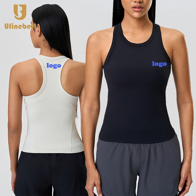 Slim Fit Women's Sleeveless Gym Fitness Racerback Workout Tank Tops Plus Size Padded Yoga Vest