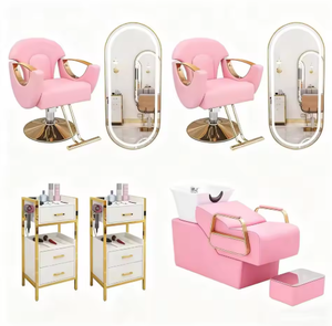 Ensemble de mobilier de salon de coiffure 2026, best-seller, vendu séparément (avec fauteuil de barbier avec miroir, chariot et bac à shampoing) - Product Image 1