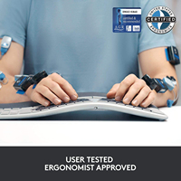 Keyboard Ergonomis Logitech K860 dengan Sandaran Pergelangan Tangan 3 Lapis, 54 Persen Lebih Banyak Dukungan, Pengangkat Telapak Tangan yang Dapat Disesuaikan untuk Kantor