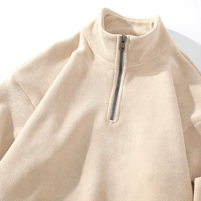 wholesale mens half zip pullover teddy fleece soft cloudy sherpa hoodie new design sweatshirt unisex winter men clothing