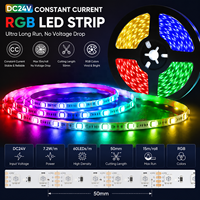 Bande LED RGB à courant constant, super longue 15 m/rouleau, sans chute de tension, DC24V, 60 LED/m, découpable, à changement de couleur, pour projets