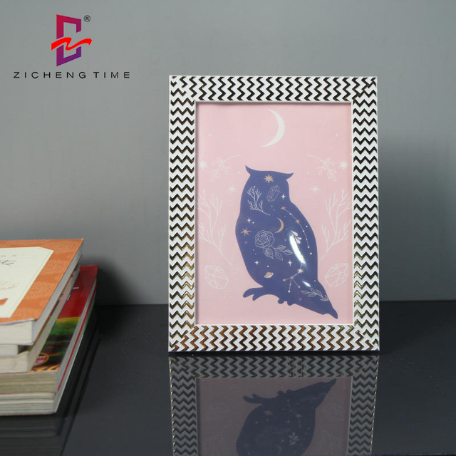 Wholesale Boho Chevron Pattern Photo Frame Black White Zigzag Decorative Picture Frame OEM Custom Bulk Order