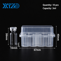 Boîte de flacons de poudre lyophilisée de 3 ml, 10 pièces, étui en plastique transparent avec couvercle pour flacons de peptides
