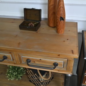 Mesa Consola Rectangular de Estilo Industrial Americano Rústico con Tapa de Madera y Patas Metálicas de 48.03 Pulgadas para Sala de Estar - Product Image 6