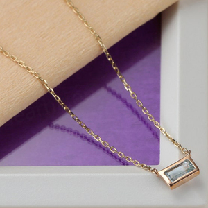 Baguette Cut 14K Gold Plated Jewelry Gemstone Green Aquamarine Necklace for Sale <b>Fine</b> Jewelry - Product Image 5