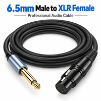 Câble audio 6,5 mm mâle vers XLR femelle 3 broches 2 m pour microphone, haut-parleur, mixeur, projecteur, caméra, studio et systèmes de sonorisation de scène