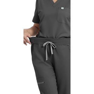 FOXA Women's Scrub Set V-Neck Top <b>Cargo</b> <b>Pants</b> 4-Way <b>Stretch</b> Hospital Uniforms - Product Image 6