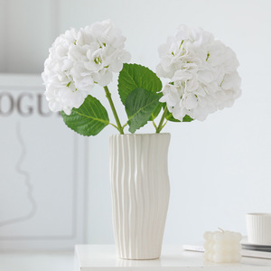 Katie Round Handmade <b>Hydrangea</b> <b>Artificial</b> <b>Flowers</b> White And Light Pink Plastic Silk High Simulation Wedding Home Decor - Product Image 4