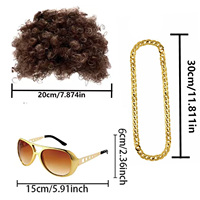 PESENAR Accessoires vestimentaires pour femmes Perruque à thème disco, collier de lunettes Ensemble de 3 pièces