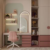 Armoire en bois avec coiffeuse extensible et réglable, grande capacité de rangement, design écologique et durable, gain de place pour chambre à coucher