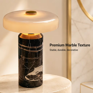Lámpara de Mesa Inalámbrica de Diseño de Alta Gama para Hotel, con Pantalla de Vidrio, para Dormitorio, Lámpara de Mesa de Mármol Escandinavo de Lujo - Product Image 4