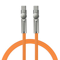 Kabel USB 120W 6A, Dapat Diputar 180 Derajat, Silikon Cair Lembut, Tipe C ke Tipe C, Dengan Konektor Paduan Seng untuk Ponsel
