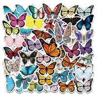 Pegatinas de vinilo para decoración, 50 unidades, coloridas mariposas VSCO