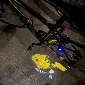 Bicycle Rear <b>Light</b> <b>LED</b> <b>Projector</b> Pikachu Pattern IPX4 Waterproof Night Riding Bike Tail <b>Light</b> 4 Modes Battery Powered - Product Image 3