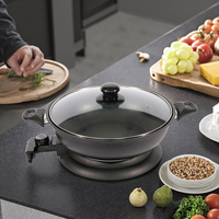 Wok électrique 6L avec contrôle de la température, multicuiseur, wok électrique antiadhésif pour la maison, aluminium OEM