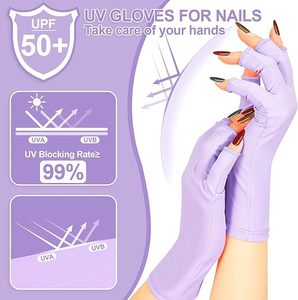Gants de protection UV UPF50+ pour <span class=keywords><strong>les</strong></span> <span class=keywords><strong>ongles</strong></span>, sans doigts, anti-soleil, noirs, demi-doigts, respirants, réutilisables, en polyester, pour lampe à <span class=keywords><strong>ongles</strong></span>, manucure - Product Image 2