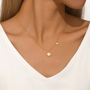 สร้อยคอเงินแท้ 925 ประดับพู่ดอกไม้ชุบทองรูปหยดน้ำสำหรับผู้หญิง - Product Image 3