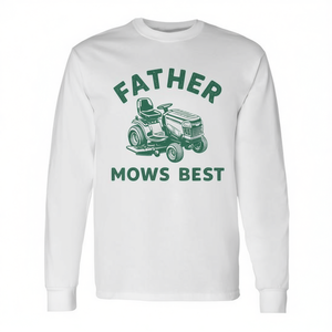 T-shirt à manches longues pour adulte, en coton, décontracté, toutes saisons, imprimé doux, Father Mows Best Lawn Mower Dad Gardener - Product Image 2