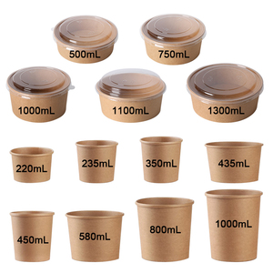 Ciotole per Zuppa e Piatti per Insalata Biodegradabili da 24 Once Personalizzati Stampati, in Carta Kraft Monoparete Usa e Getta con Coperchi - Product Image 3