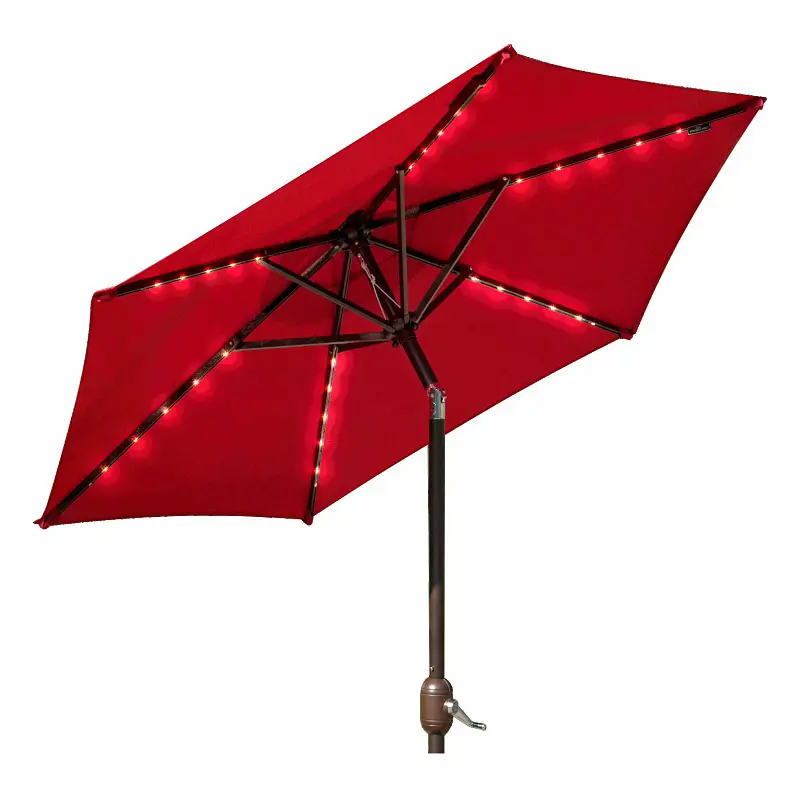 2/2.3/2.5/3M 정원 뒤뜰 수영장 야외 우산 30 LED 조명 안뜰 시장 우산 틸트 크랭크 태양 우산