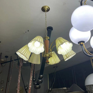 Lustre de salon rétro américain en cuivre massif Nanyang, luminaire suspendu vintage en bois massif de style français pour salle à manger et chambre à coucher - Product Image 6